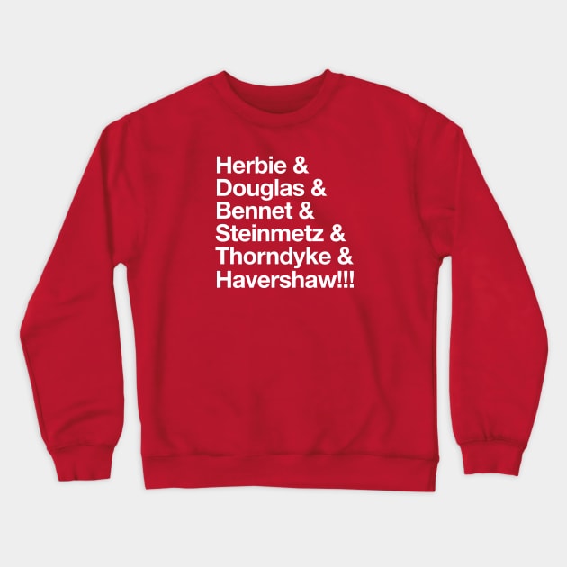 Herbie - Original “&” List (White on Red) Crewneck Sweatshirt by jepegdesign